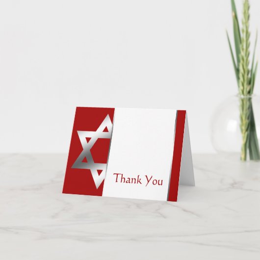 De rode Zilveren Bar mitswa van de Jodenster dankt Bedankkaart (Voorkant)