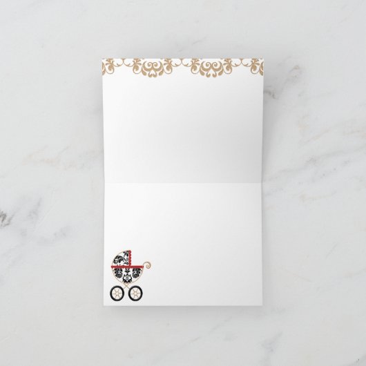 De RODE Zwarte Douche van het Vervoer van het Baby Bedankkaart (Binnen)