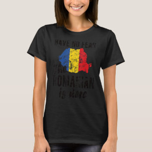 De Roemeen is hier Roemenië vlag Roemeense wortels T-shirt