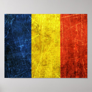 De  Roemeense vlag Scratched and Worn Poster