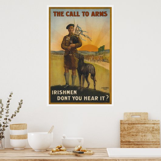 De roep om wapens, de Ierse wereldoorlog Poster (Keuken)