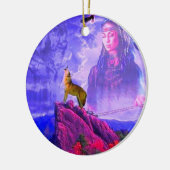 De roep van de grote Wolf Spirit Keramisch Ornament (Links)