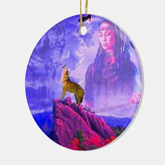 De roep van de grote Wolf Spirit Keramisch Ornament (Links)