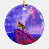 De roep van de grote Wolf Spirit Keramisch Ornament (Achterkant)