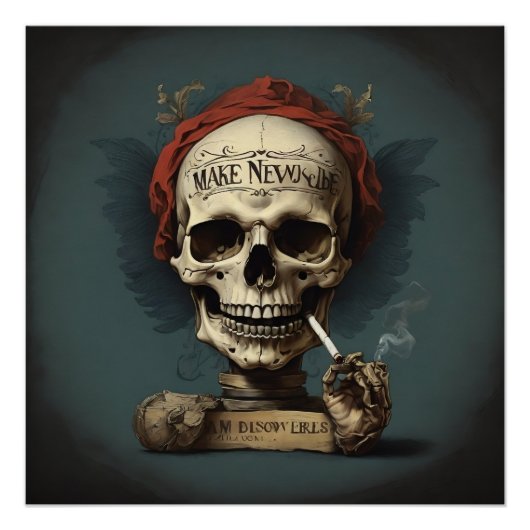 De rokende schedel perfect poster (Voorkant)