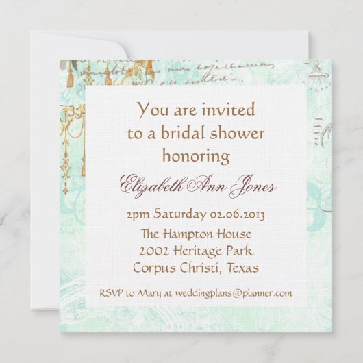 De Rol van de kant & de Tassels nodigen uit Kaart (Achterkant)