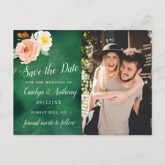 De Romance in het Collectie Bloom Wedding Aankondigingskaart (Voorkant)