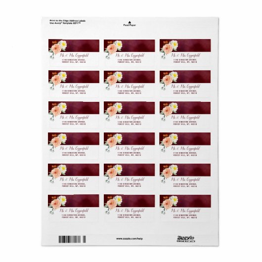 De Romance in het Collectie Bloom Wedding Etiket (Full Sheet)