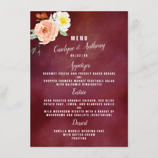 De Romance in het Collectie Bloom Wedding Menu (Voorkant)