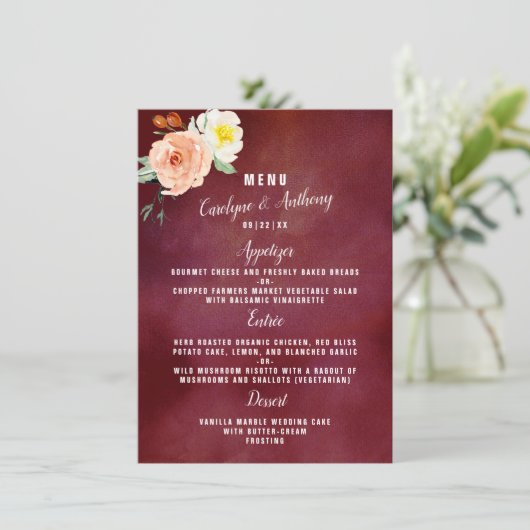 De Romance in het Collectie Bloom Wedding Menu (Staand voorkant)