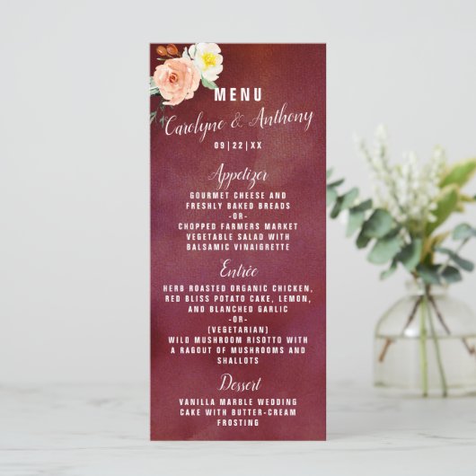 De Romance in het Collectie Bloom Wedding Menu (Staand voorkant)