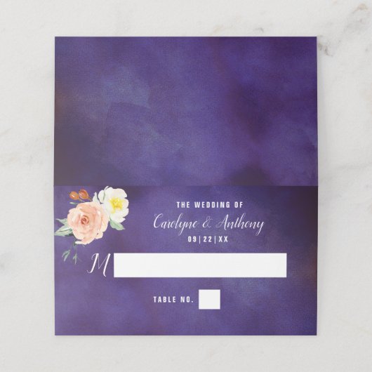 De Romance in het Collectie Bloom Wedding Plaatskaartje (Buitenkant ongevouwen)