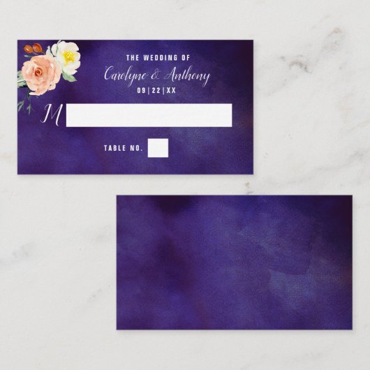 De Romance in het Collectie Bloom Wedding Plaatskaartje (Voorkant / Achterkant)