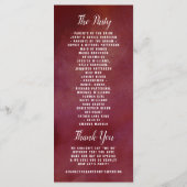 De Romance in het Collectie Bloom Wedding Programmakaart (Achterkant)