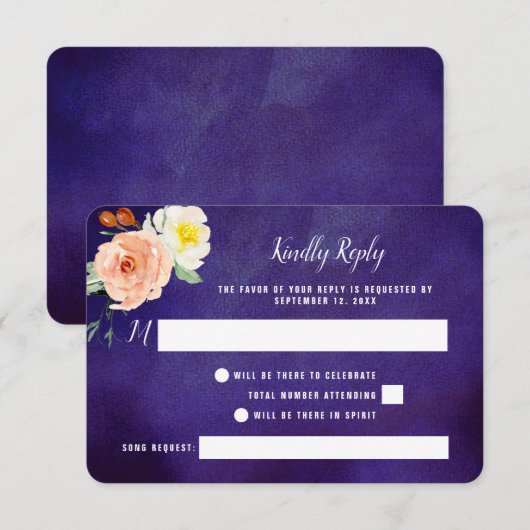 De Romance in het Collectie Bloom Wedding RSVP Kaartje (Voorkant / Achterkant)