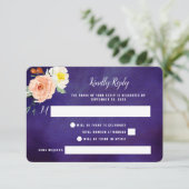 De Romance in het Collectie Bloom Wedding RSVP Kaartje (Staand voorkant)