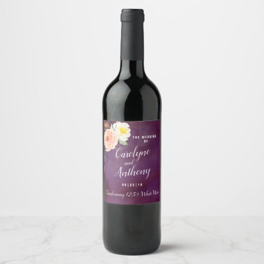 De Romance in het Collectie Bloom Wedding Wijn Etiket (Voorkant)
