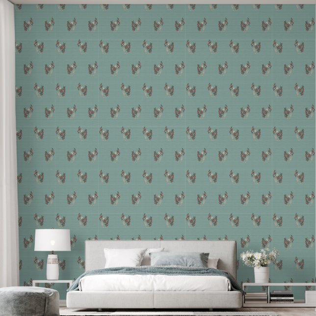 De Romance van Silk Aqua Behang (Slaapkamer)