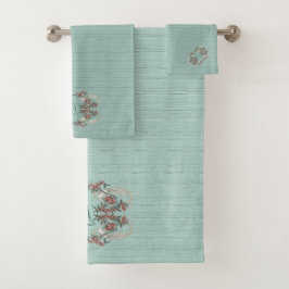 De Romance van Silk Aqua met monogram Bad Handdoek