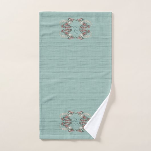 De Romance van Silk Aqua met monogram Bad Handdoek (Handdoek)