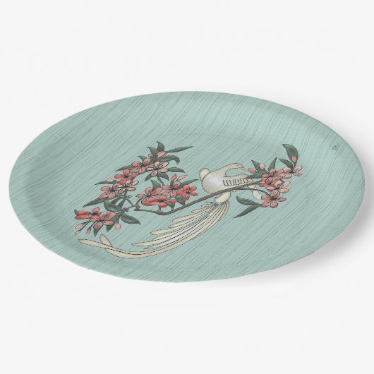 De Romance van Silk Aqua Papieren Bordje (Gekanteld)