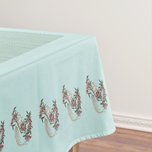 De Romance van zijde met Monogram 52 "x 70" Aqua Tafelkleed (Voorbeeld)