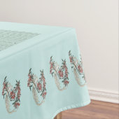 De Romance van zijde met Monogram 60" x 84" Aqua Tafelkleed (Voorbeeld)