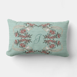 De Romance van zijde met Monogram Aqua Kussen
