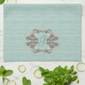 De Romance van zijde met Monogram Aqua Theedoek (Gevouwen)