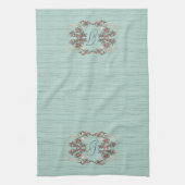 De Romance van zijde met Monogram Aqua Theedoek (Verticaal)