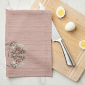 De Romance van zijde met Monogram Perzik Theedoek (Quarter Fold)