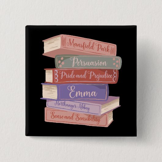 De romans van Jane Austen V Vierkante Button 5,1 Cm (Voorkant)