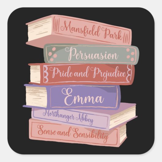 De romans van Jane Austen V Vierkante Sticker (Voorkant)
