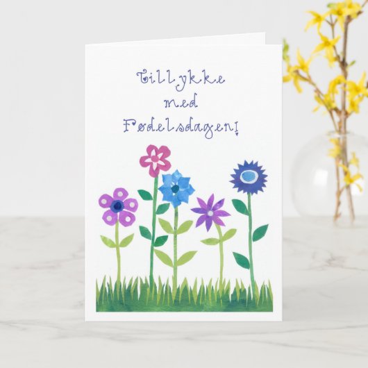 De romantische Kaart van de Verjaardag met Deense (Gele Bloem)