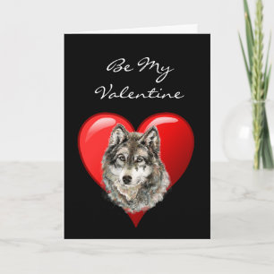 De romantische Wolf Valentijn van de Waterverf Feestdagen Kaart