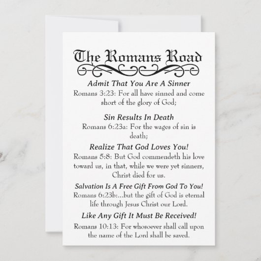 De Romeinen op de weg Sinner's Prayer Kaart (Voorkant)