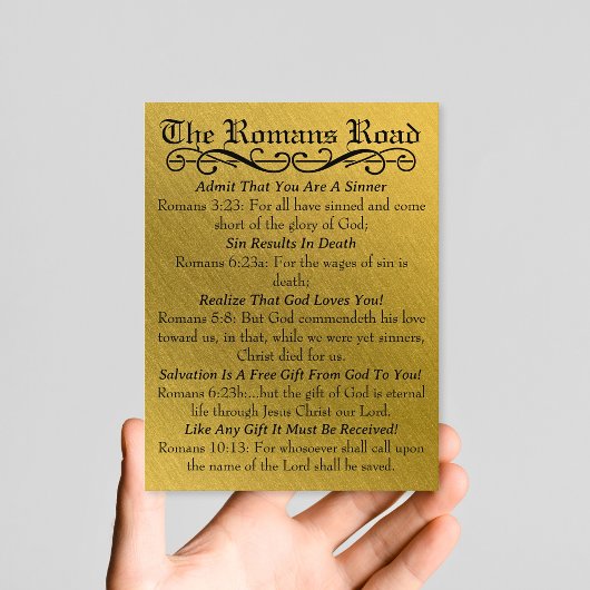 De Romeinen Road Sinner's Prayer Goud Zwart Briefkaart