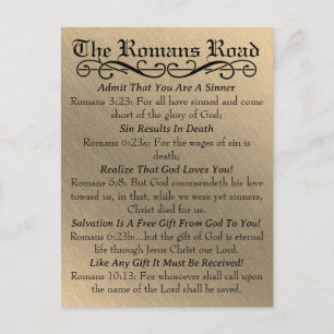 De Romeinen Road Sinner's Prayer Goud Zwart Briefkaart