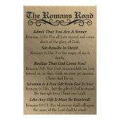 De Romeinen Road Sinner's Prayer Goud Zwart Perfect Poster (Voorkant)