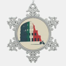 De "Romeinse Kerstmis" Collectors Metalen Kerstver Tin Sneeuwvlok Ornament