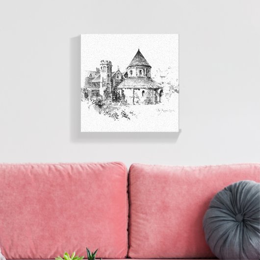 De ronde kerk canvas afdruk (Insitu (Woonkamer))