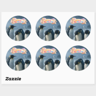 De ronde sticker van de keizerspinguïn