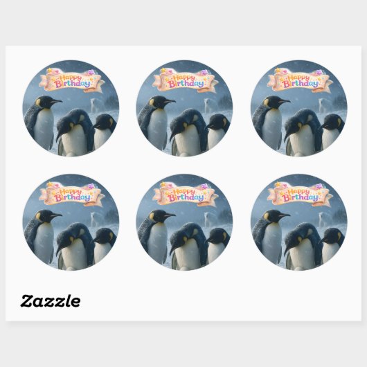 De ronde sticker van de keizerspinguïn (Vel)