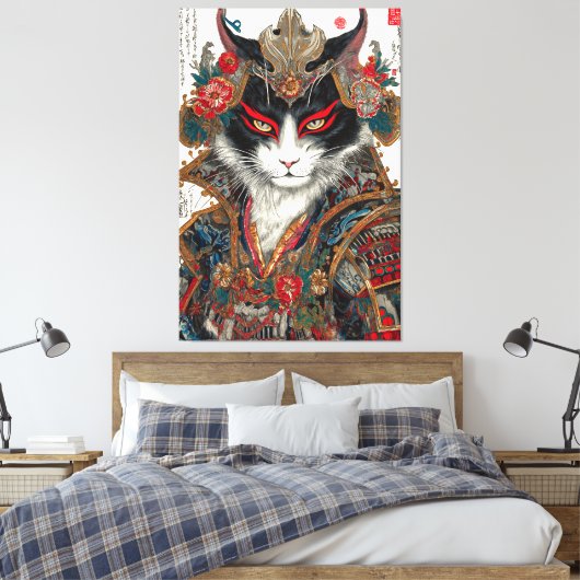 De Ronin kat | Ukiyo-e Samurai Warrior Canvas Afdruk (Insitu (Slaapkamer))