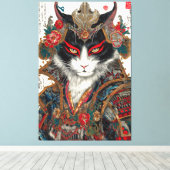 De Ronin kat | Ukiyo-e Samurai Warrior Canvas Afdruk (Insitu (Houten vloer))