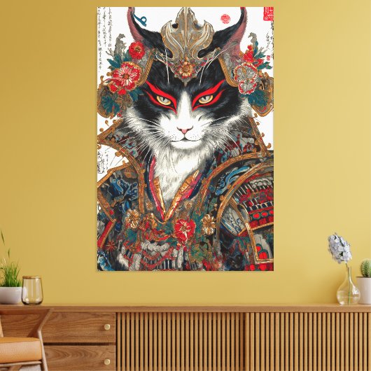De Ronin kat | Ukiyo-e Samurai Warrior Canvas Afdruk (Insitu (Woonkamer))