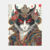 De Ronin kat | Ukiyo-e Samurai Warrior Fleece Deken (Voorkant)