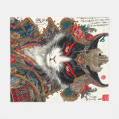 De Ronin kat | Ukiyo-e Samurai Warrior Fleece Deken (Voorkant (Horizontaal))