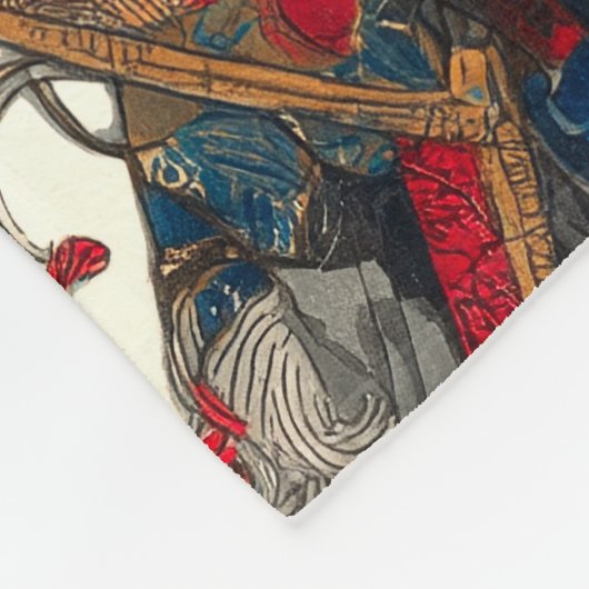 De Ronin kat | Ukiyo-e Samurai Warrior Fleece Deken (Hoek)