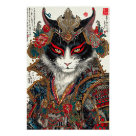 De Ronin kat | Ukiyo-e Samurai Warrior Perfect Poster